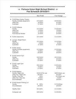 Facility Fee Schedule